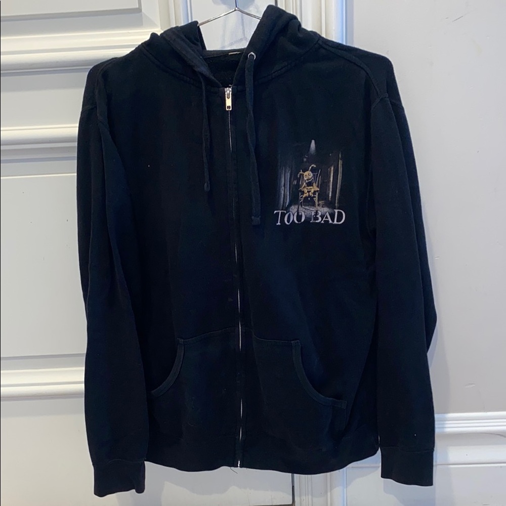 Black Zip-Up Hoodie with Graphic